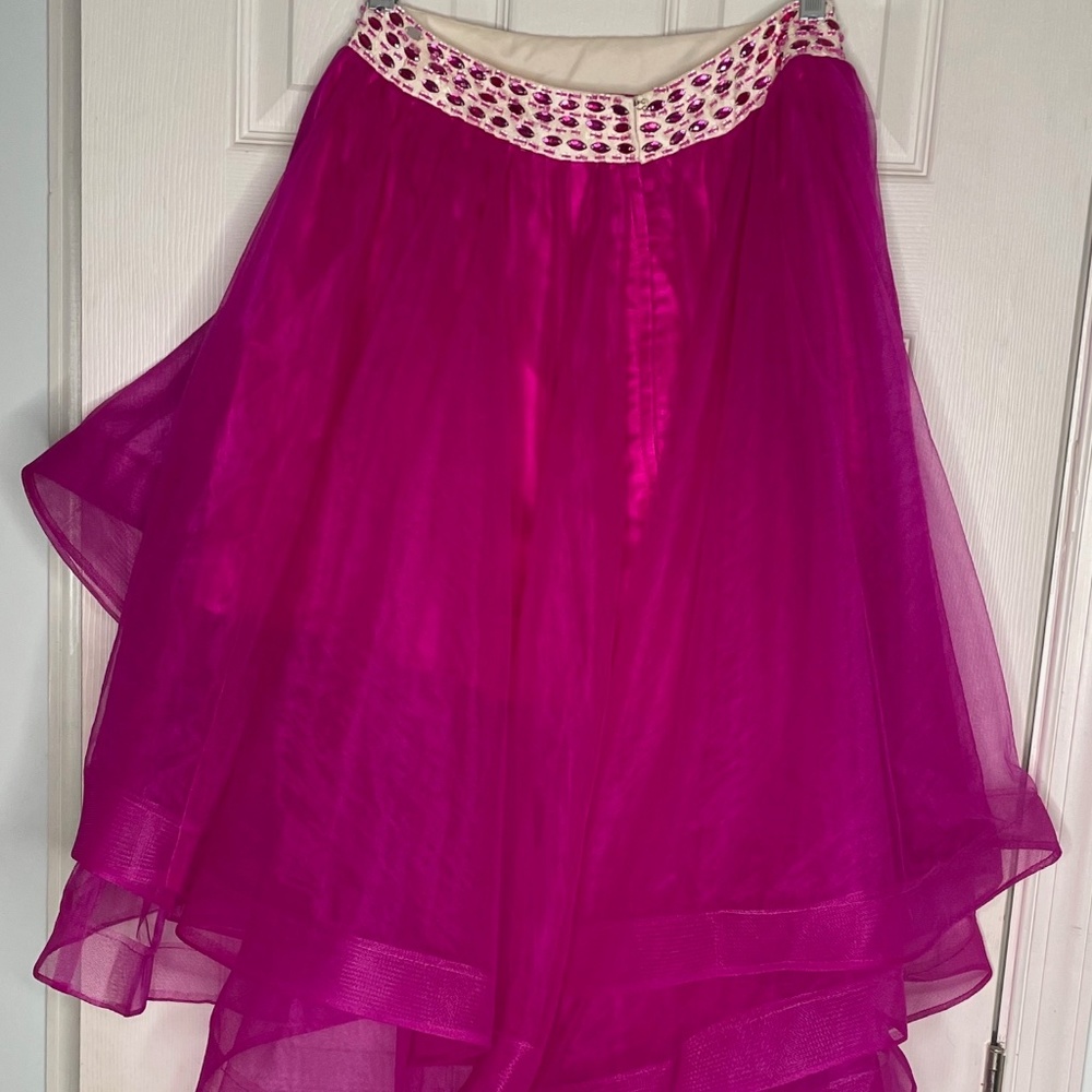 EUC! Fuchsia Jewel / Beaded Tulle 2-Piece Party Dress Short Homecoming Prom - Picture 5 of 5